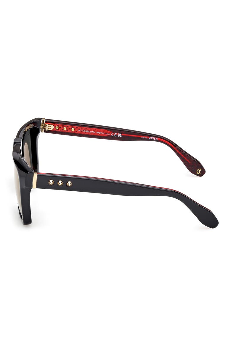 56mm Square Sunglasses, Alternate, color, BLACK / GOLD / ZEISS SMOKE