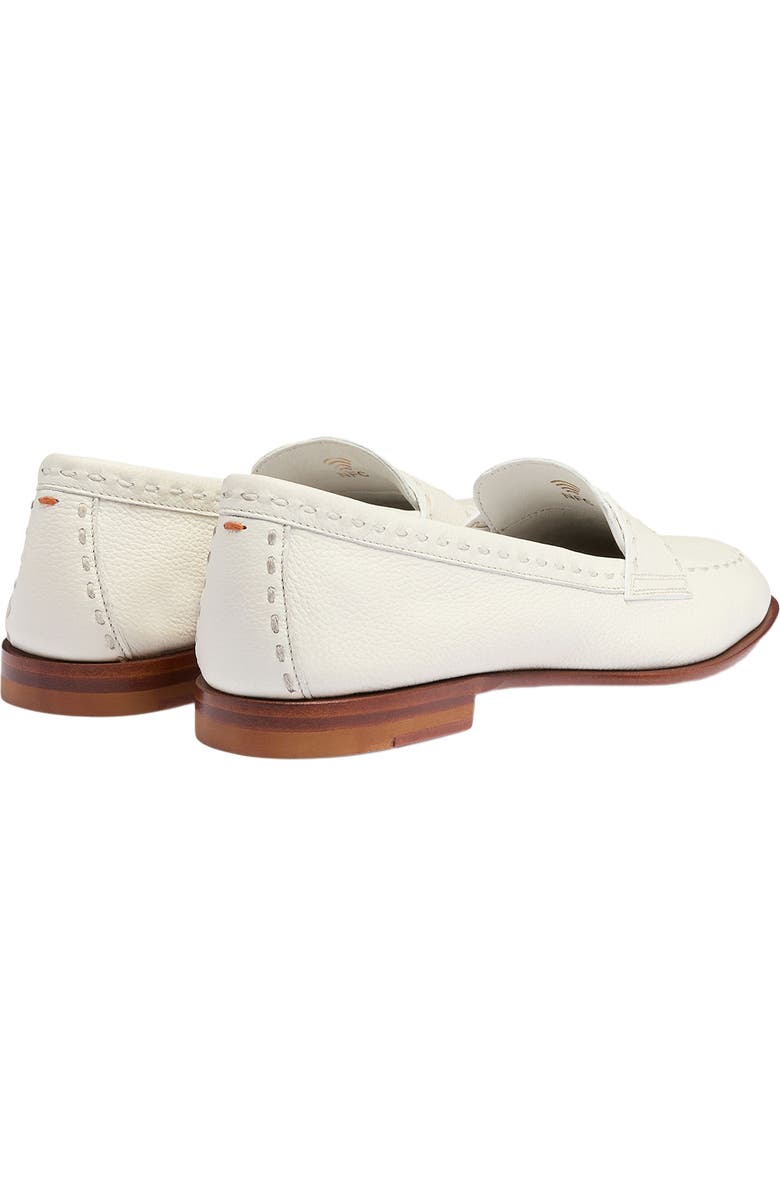 Santoni Women's tumbled leather penny loafer, Alternate, color, White