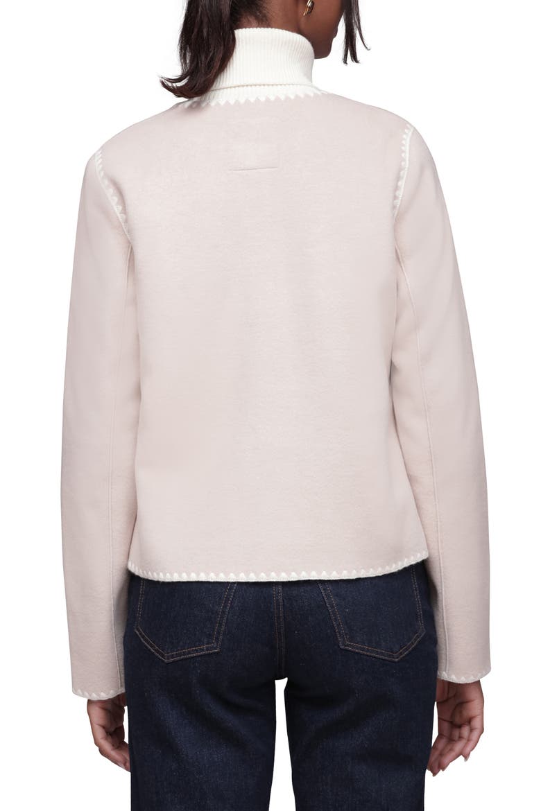 Contrast Stitch Collarless Jacket, Alternate, color, CREAM