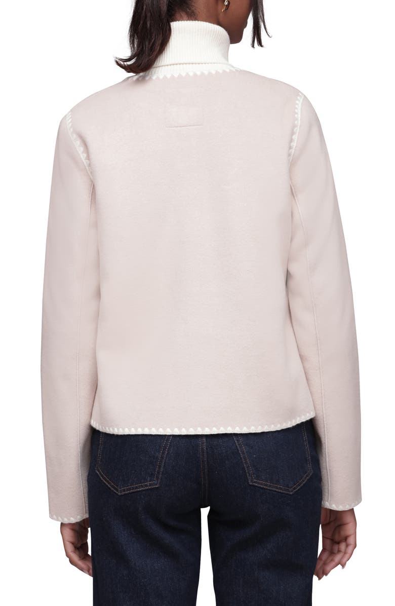 Bagatelle Contrast Stitch Collarless Jacket, Alternate, color, Cream