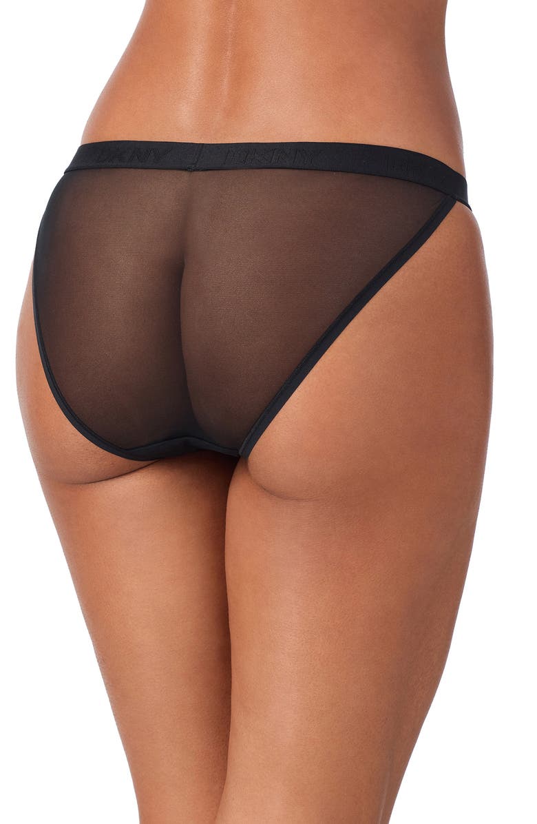 DKNY 3-Pack Mesh Bikini Briefs, Alternate, color, Black White Black