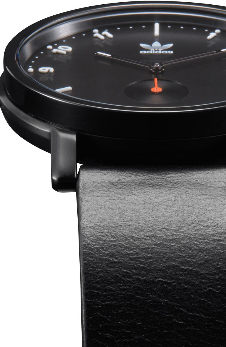 adidas District Leather Strap Watch, 40mm, Alternate, color, 