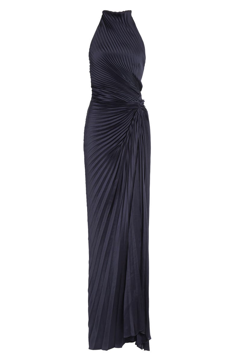 A.L.C. Romy Pleated Halter Gown, Alternate, color, Night Blue