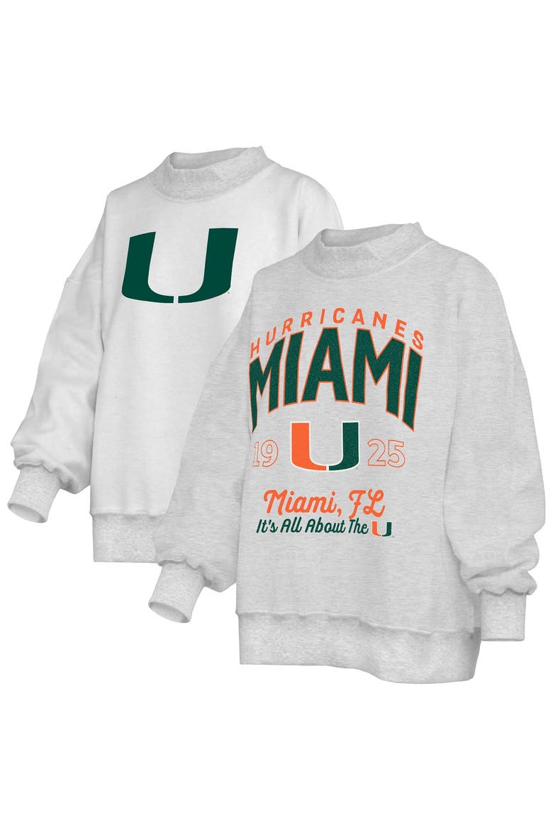 Women's Pressbox  Heather Gray Miami Hurricanes Reversible Sweatshirt, Main, color, Heather Gray