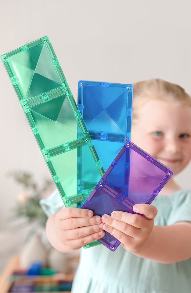 CONNETIX Kids' Rainbow Magnetic Tiles 18-Piece Rectangle Pack, Alternate, color, Rainbow