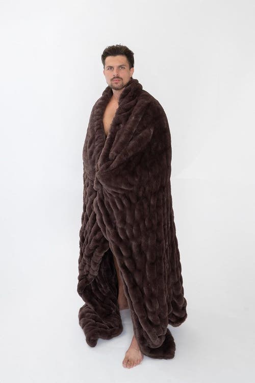 Sea To Me Blankets La Escapade Faux Fur Throw Blanket In Brown