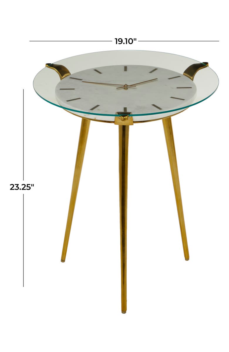 VIVIAN LUNE HOME White Aluminum Clock Accent Table, Alternate, color, 