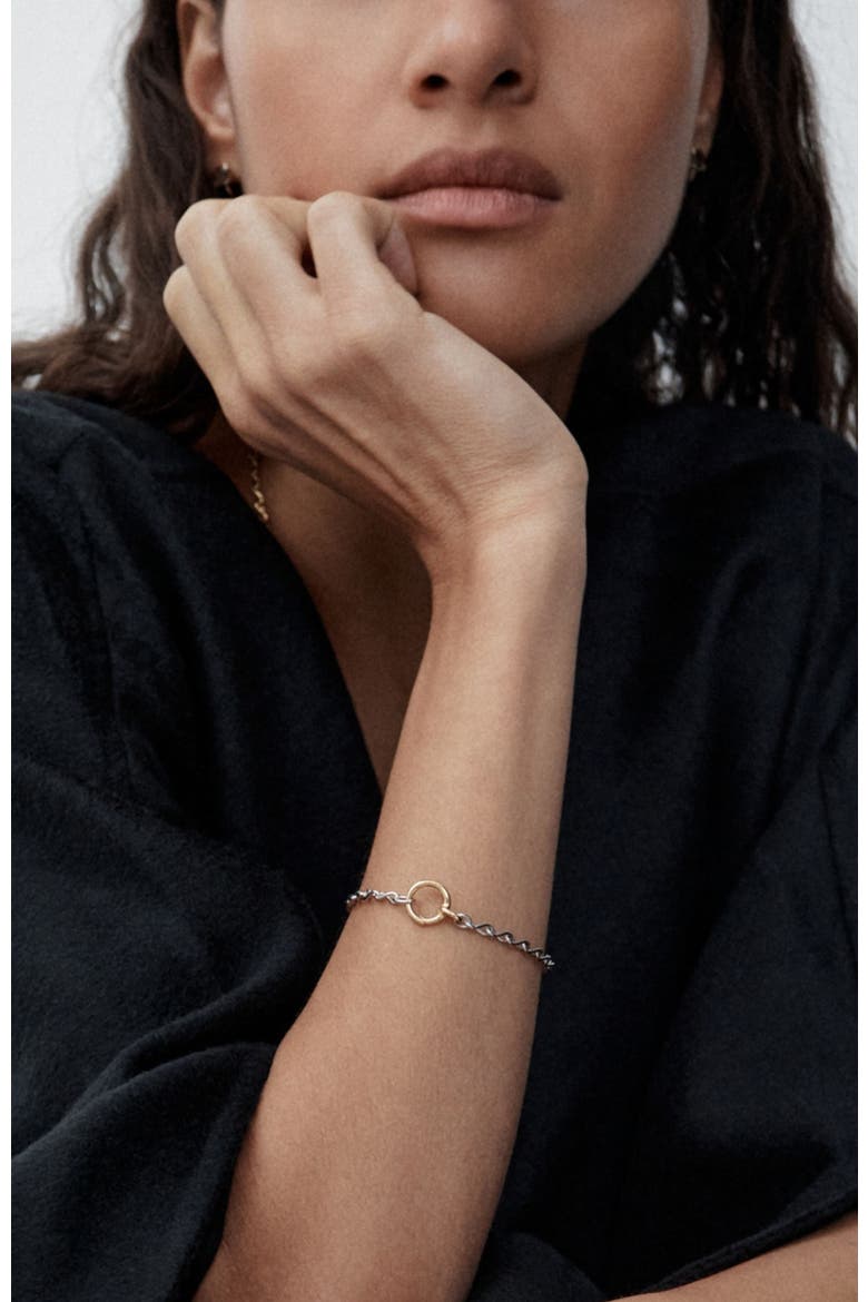 Sterling Silver and 14kt Gold Vermeil Eternal Link up Bracelet, Alternate, color, Silver