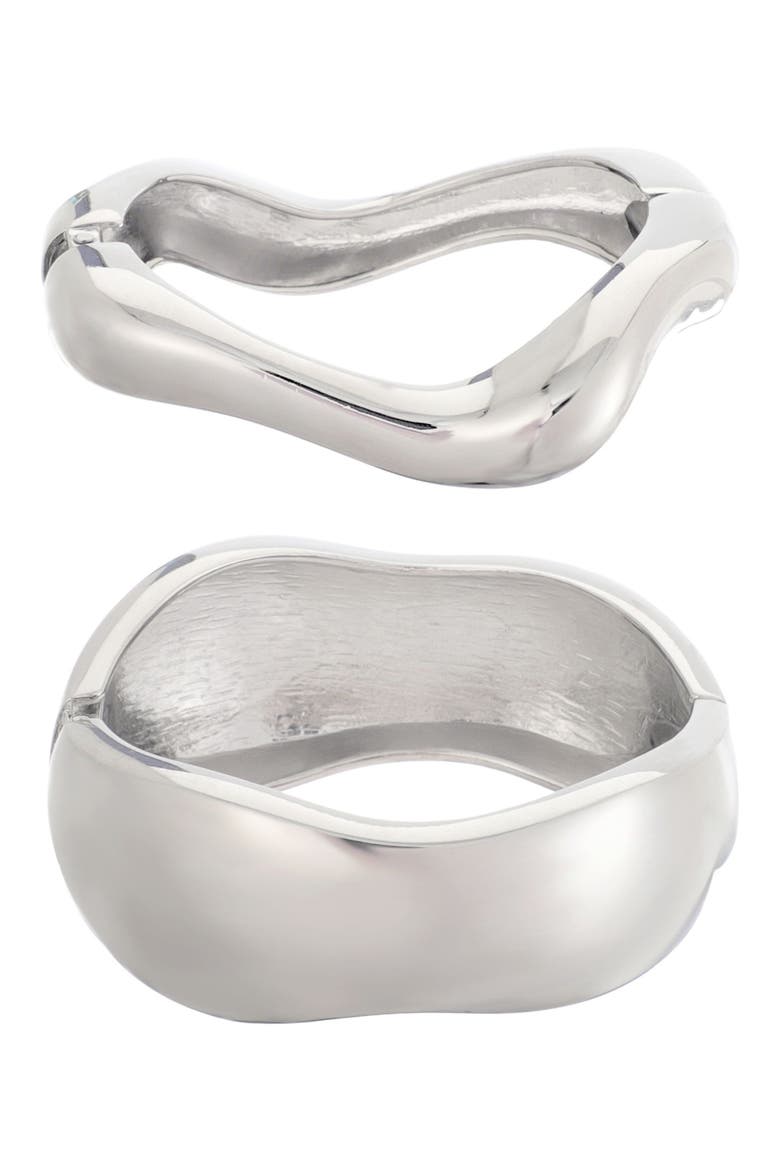 2-Piece Chunky Cuff Bracelet Set, Main, color, SILVER
