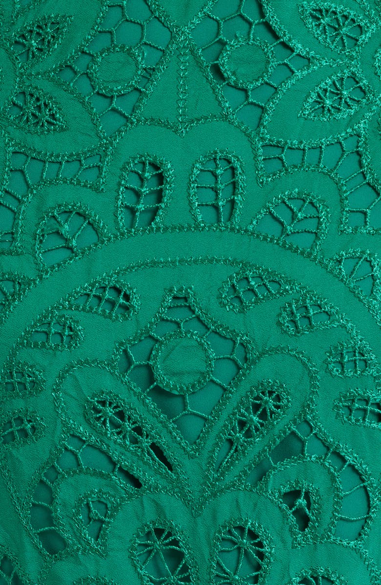 Elie Tahari The Gaia Belted Lace Midi Dress, Alternate, color, 