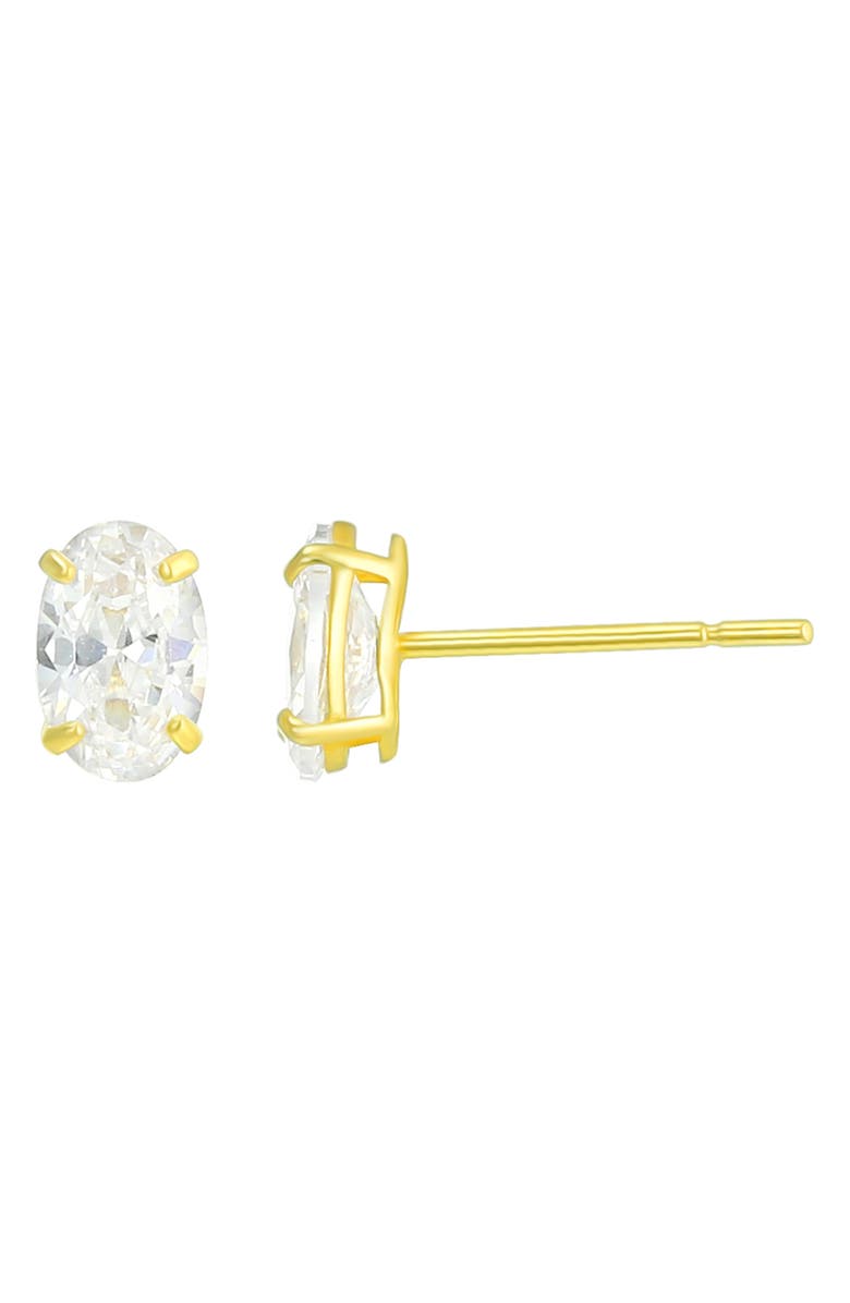 CANDELA JEWELRY 14K Gold Oval Cut CZ Stud Earrings, Main, color, Gold/ Clear
