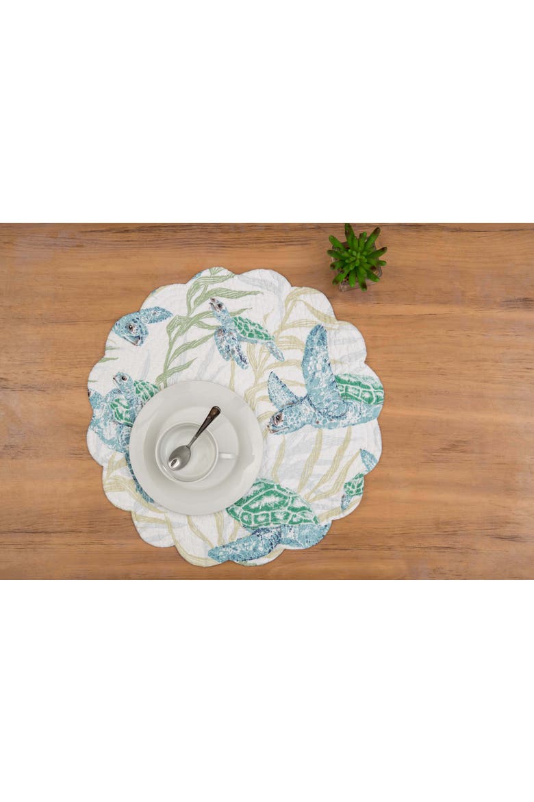 Cape Canaveral Reversible Round Set of 6 Placemats 17", Alternate, color, Blue