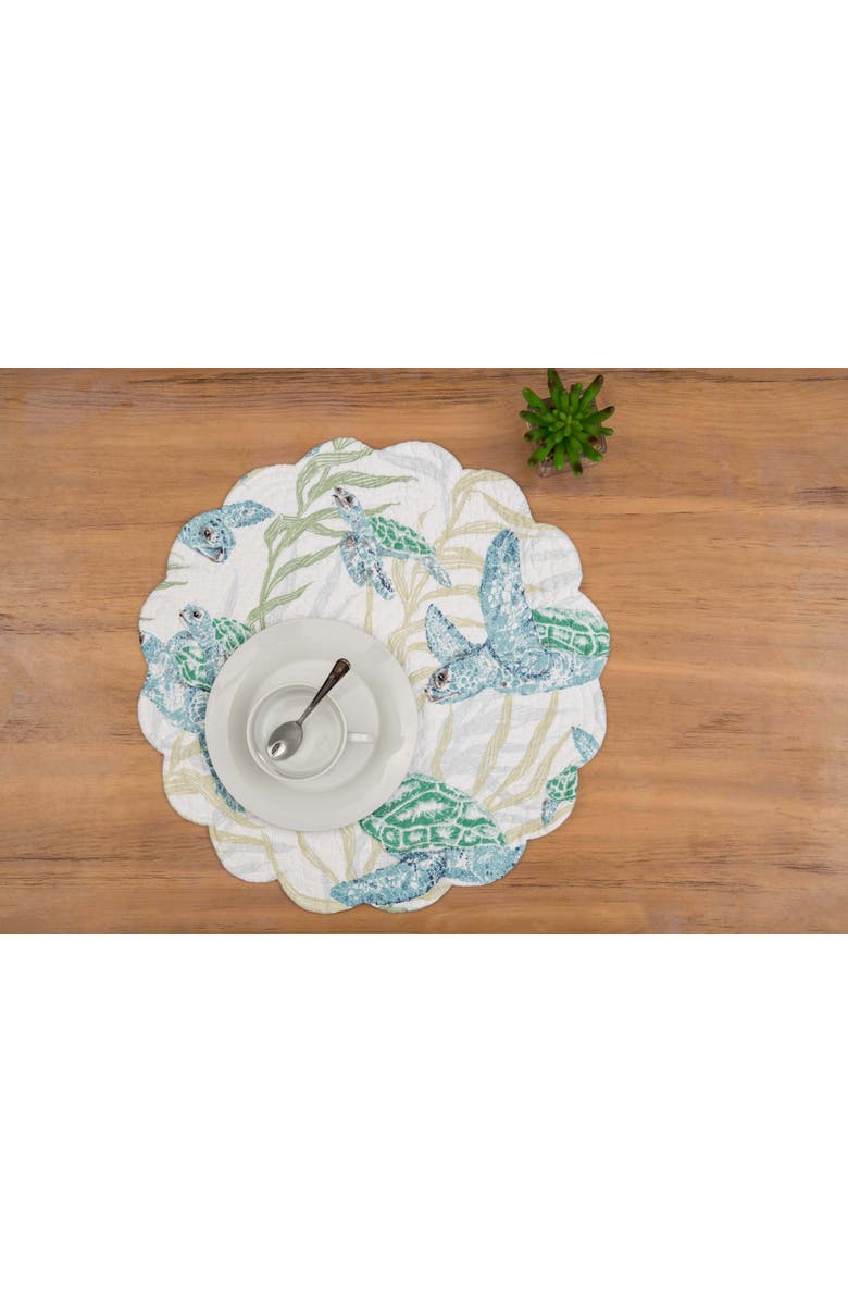 C&F Home Cape Canaveral Reversible Round Set of 6 Placemats 17", Alternate, color, Blue