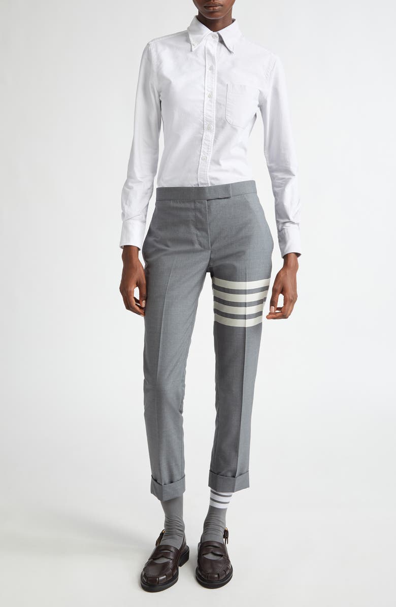 Thom Browne Two-Tone Cotton Button-Down Shirt, Alternate, color, 