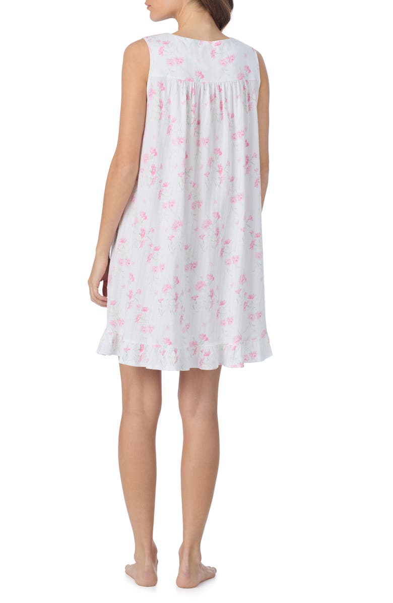 Eileen West Floral Print Cotton Pointelle Chemise, Alternate, color, Wht/ Pink