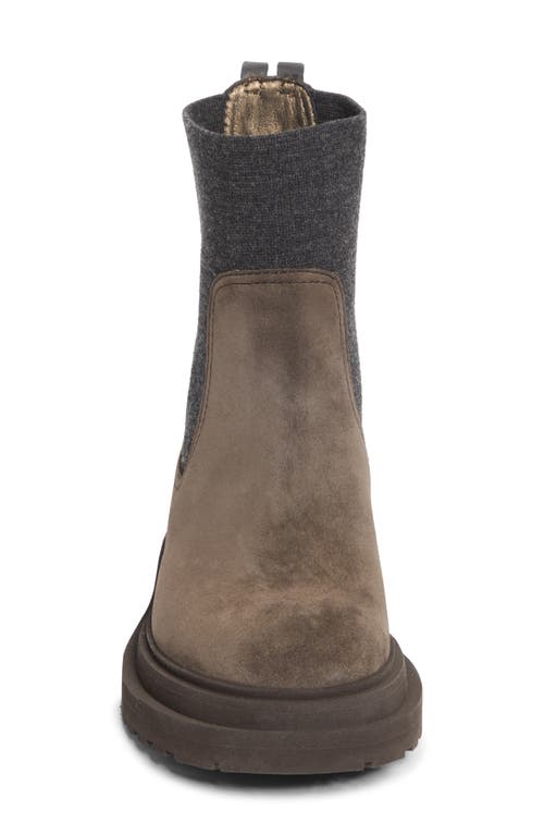 Brunello Cucinelli Cedar Brown Flat Shoes With Elasticated Side Panels And Rubber Sole In Multi