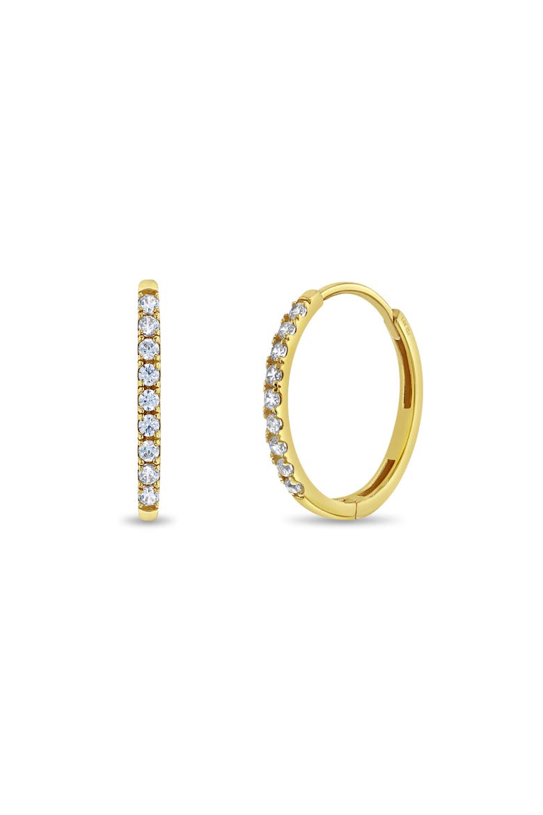 14k Clear Cubic Zirconia Encrusted Hoop Earrings, Main, color, Gold
