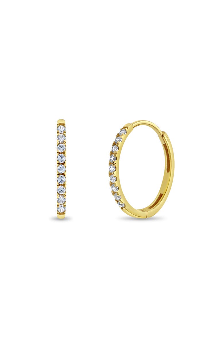 In Season Jewelry 14k Clear Cubic Zirconia Encrusted Hoop Earrings, Main, color, Gold
