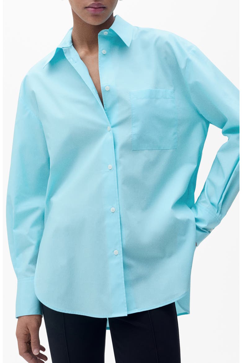 Oversize Poplin Button-Up Shirt, Main, color, BLUE