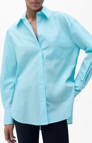 MANGO Oversize Poplin Button-Up Shirt
