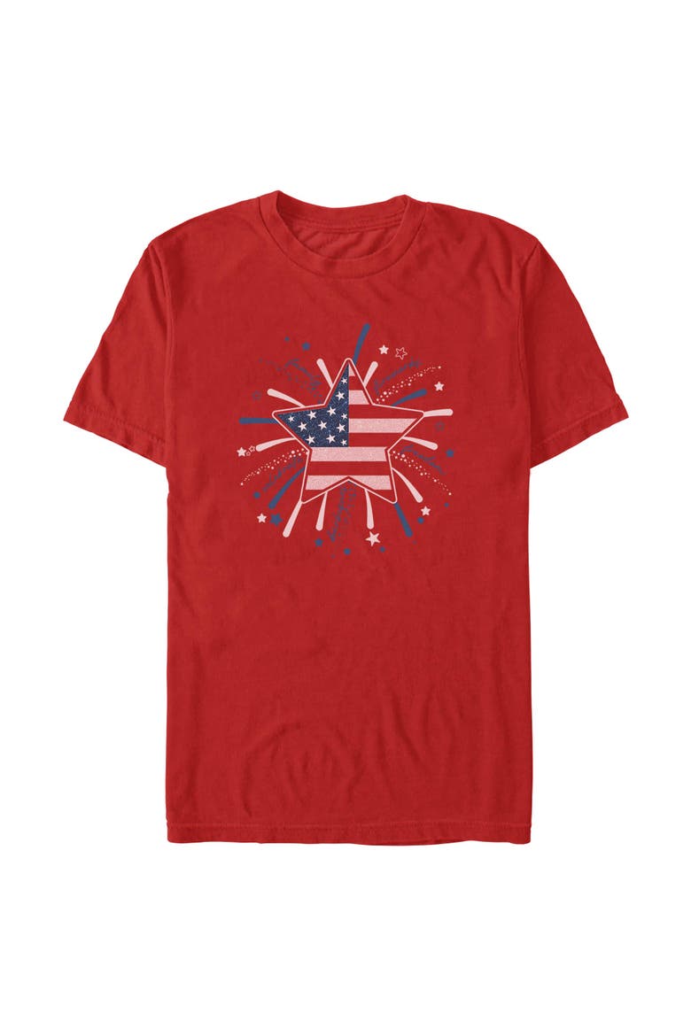 Men's Lost Gods American Star Flag Fireworks  Graphic T-Shirt, Main, color, Red