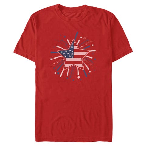 Men's Lost Gods American Star Flag Fireworks  Graphic T-Shirt
