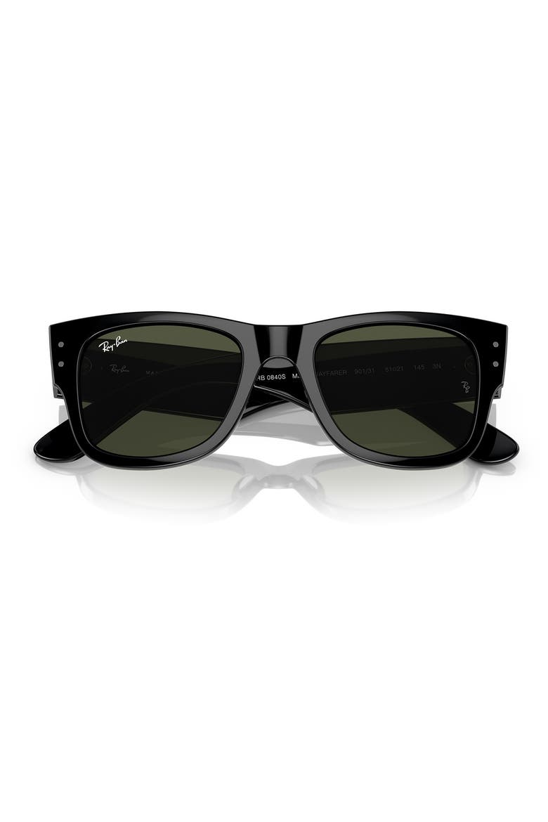 Mega Wayfarer 51mm Square Sunglasses, Alternate, color, BLACK