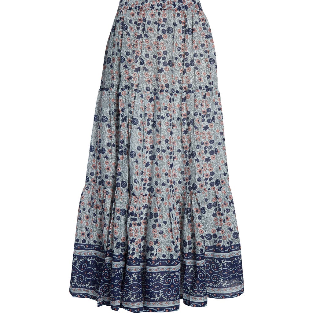 Mille Paola Floral Print Tie Waist Maxi Skirt In Navy Floral