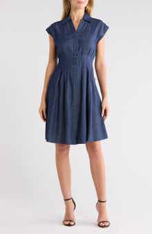 Button Front Chambray Shirtdress