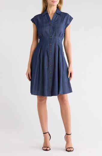 Button Front Chambray Shirtdress