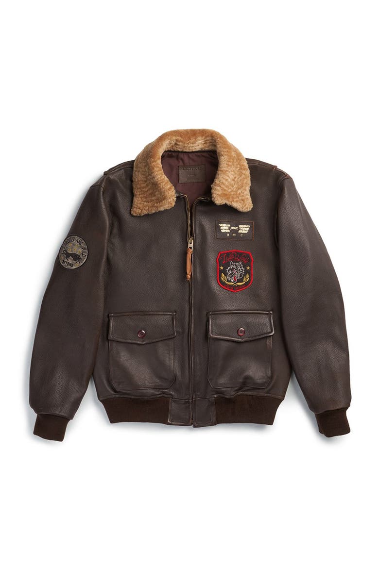 DENALI FLIGHT LEATHER JACKET, Main, color, Brown