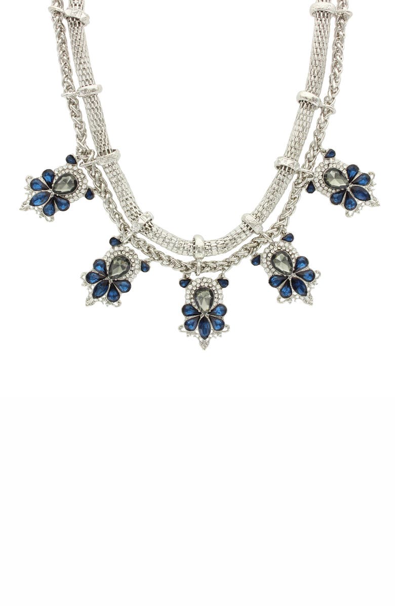 OLIVIA WELLES Veanna Cluster Double Strand Necklace, Main, color, Silver / Blue