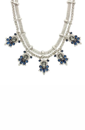 Olivia Welles Veanna Cluster Double Strand Necklace In Silver/blue