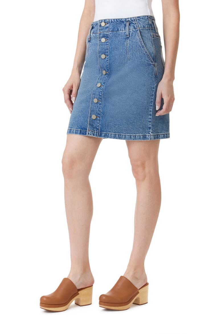 Button-Front Denim Miniskirt, Alternate, color, SKY