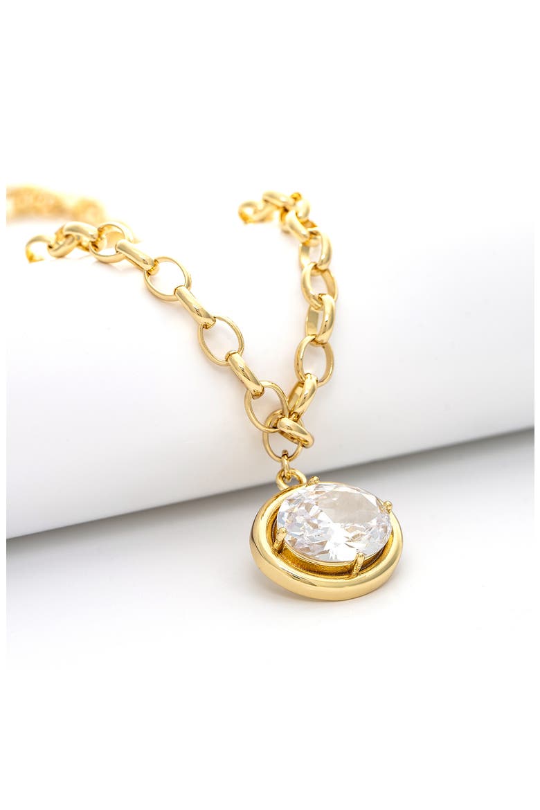 Oval Cubic Zirconia Pendant Necklace, Alternate, color, CZ