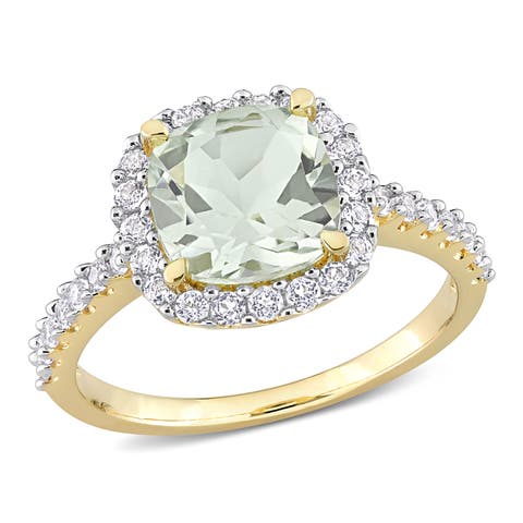Gemstones Cushion Halo Ring