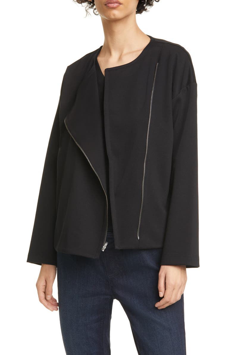 Eileen Fisher Asymmetrical Zip Jacket, Main, color,