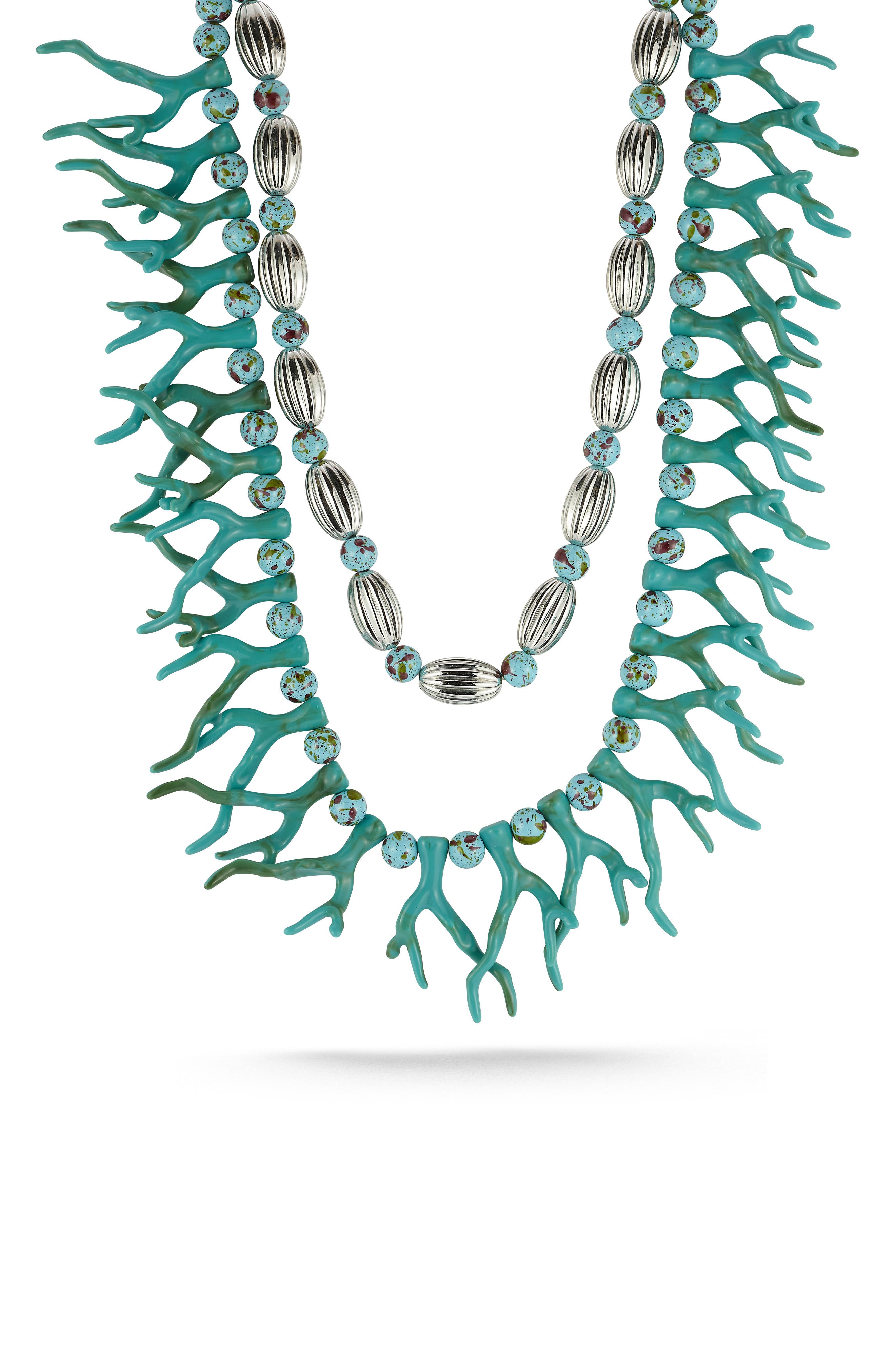 Silver Plated Double Layer Statement Necklace
