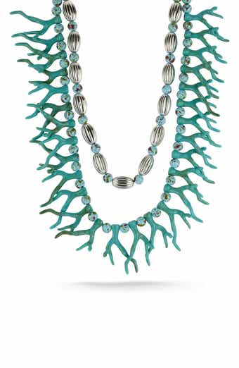 Silver Plated Double Layer Statement Necklace
