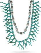 CHLOE AND MADISON Silver Plated Double Layer Statement Necklace