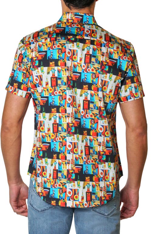 Robert Graham Ice Cubeist Short Sleeve Cotton Button-up Shirt In Blue Multi