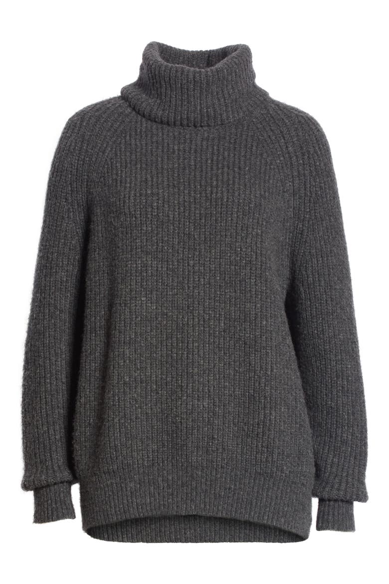 Anitra Rib Knit Turtleneck Sweater, Alternate, color, CHARCOAL