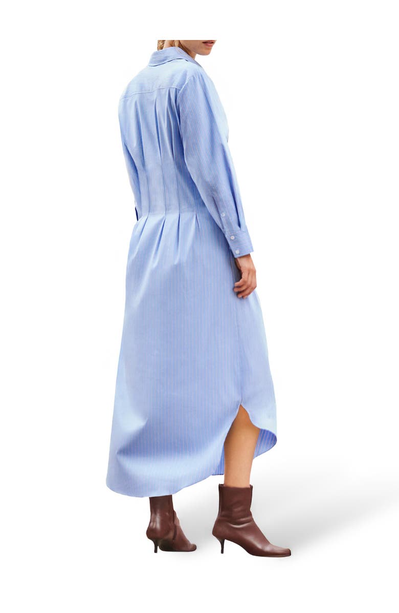 Ro&Zo Long Sleeve Stripe Shirt Midi Dress, Alternate, color, Blue