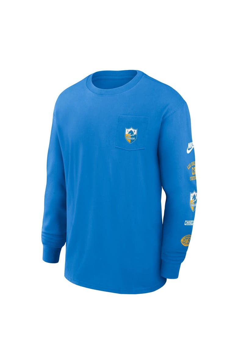 Nike Men's Nike Powder Blue Los Angeles Chargers Rewind Heavy Max 90 Pocket Long Sleeve T-Shirt, Alternate, color, Powder Blue