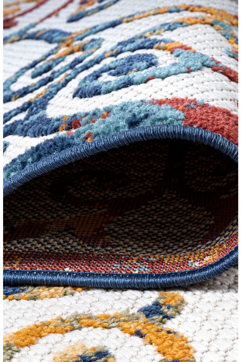 Atrani Scroll Trellis Indoor/Outdoor Area Rug, Alternate, color, Cream/Blue/Red