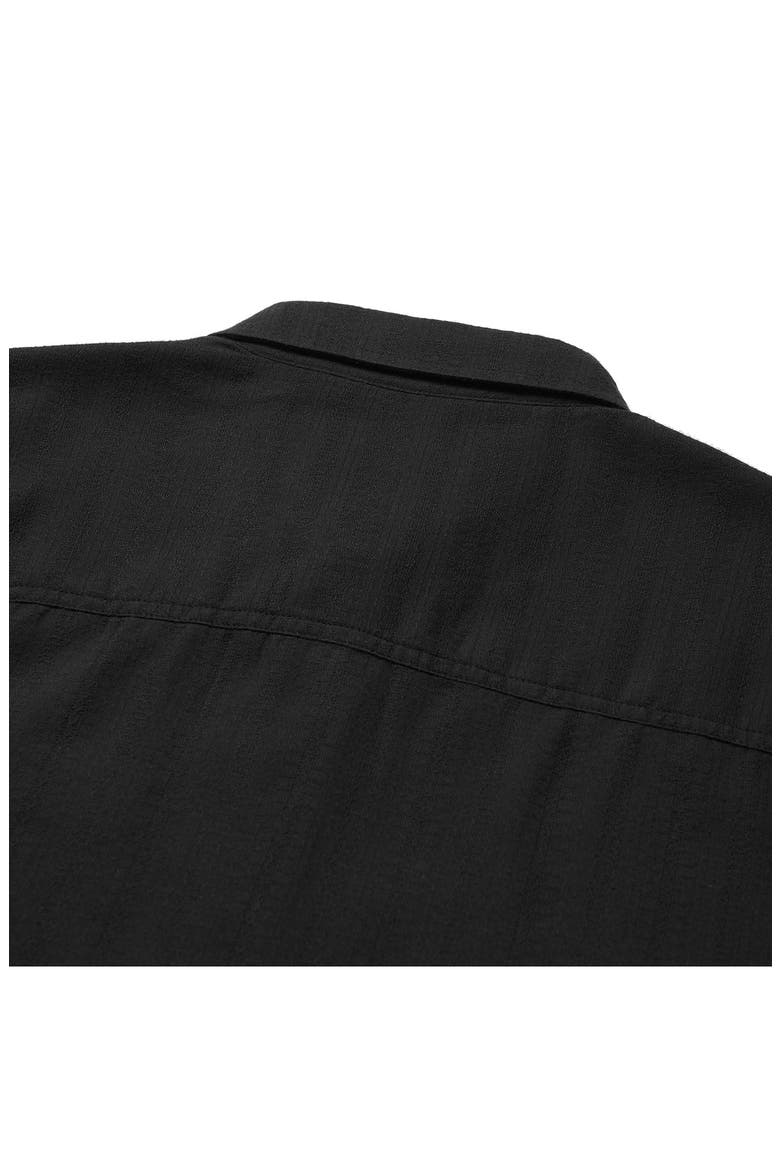 Caldera Stripe Jacquard Short Sleeve Button-Up Shirt, Alternate, color, BLACK