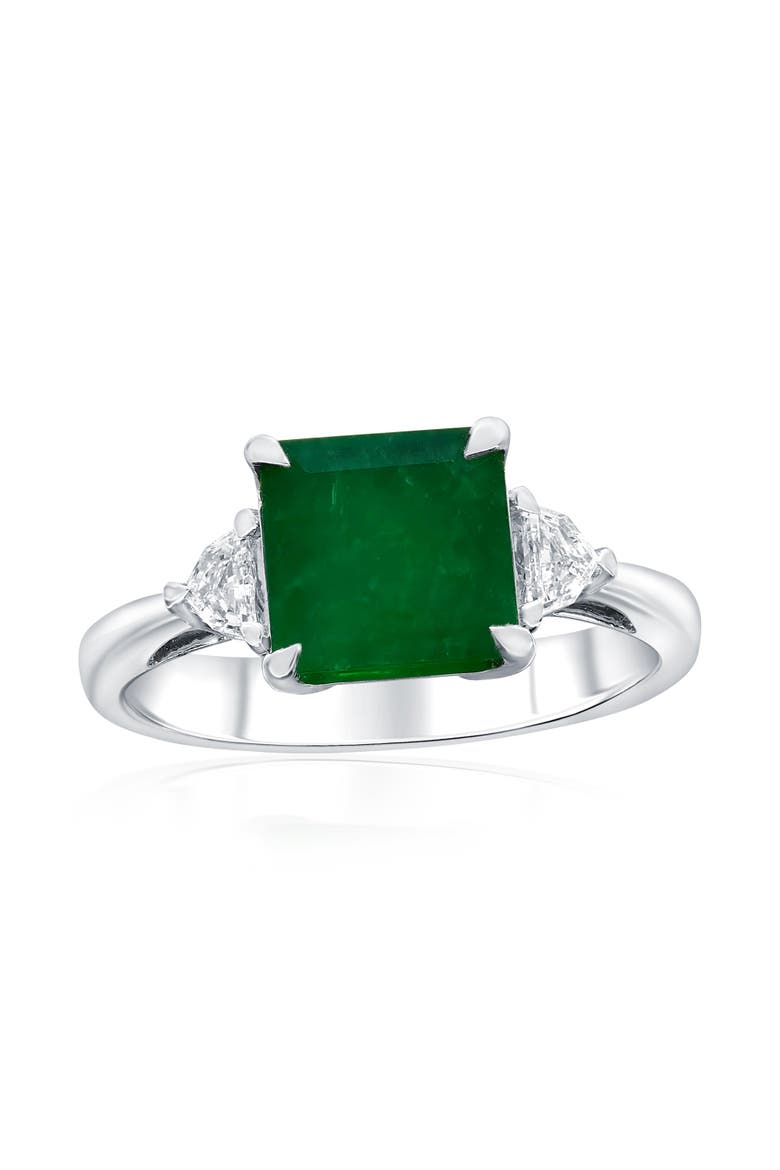 14K White Gold 2.75ct Emerald & 0.20cttw Diamond Ring, Main, color, Green