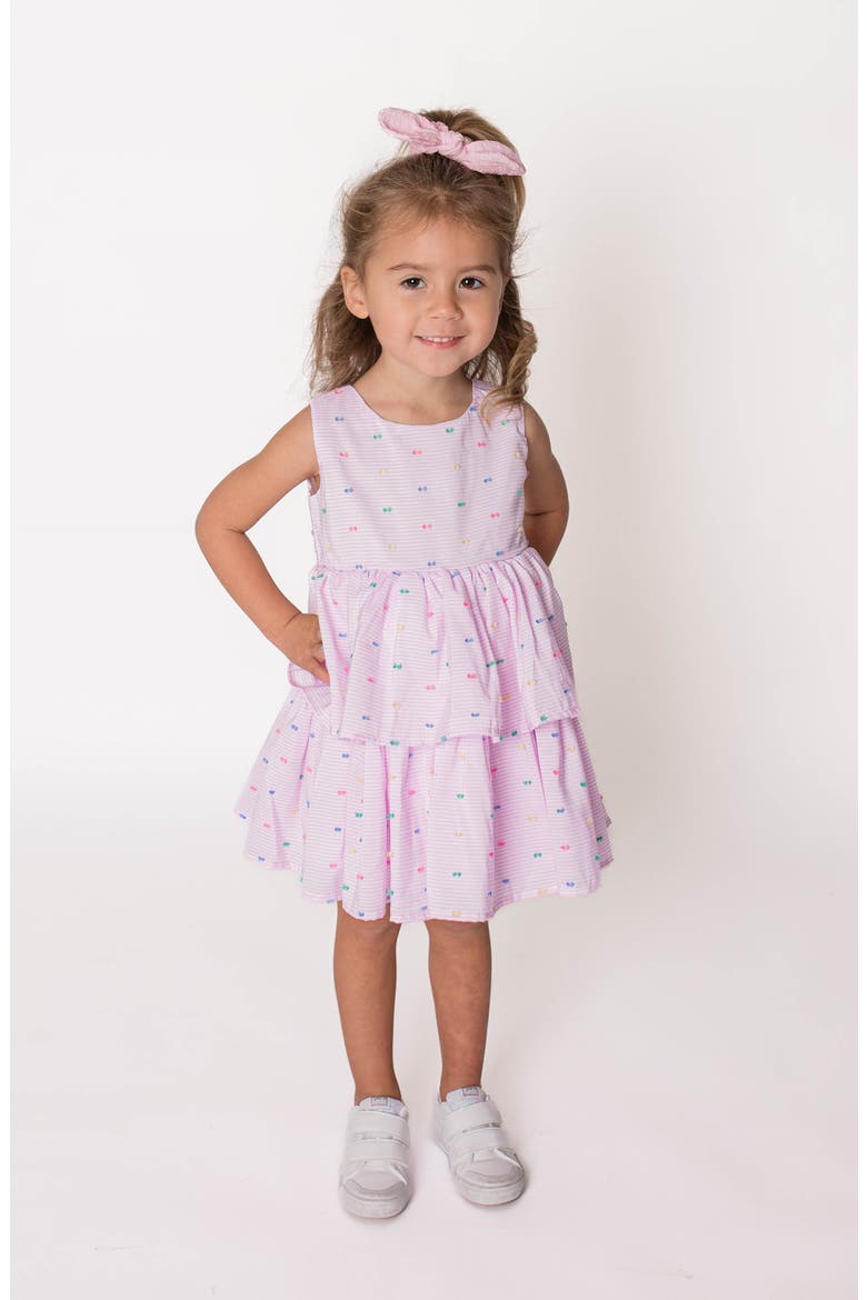 Kids' Stripe Clip Dot Party Dress, Alternate, color, PINK
