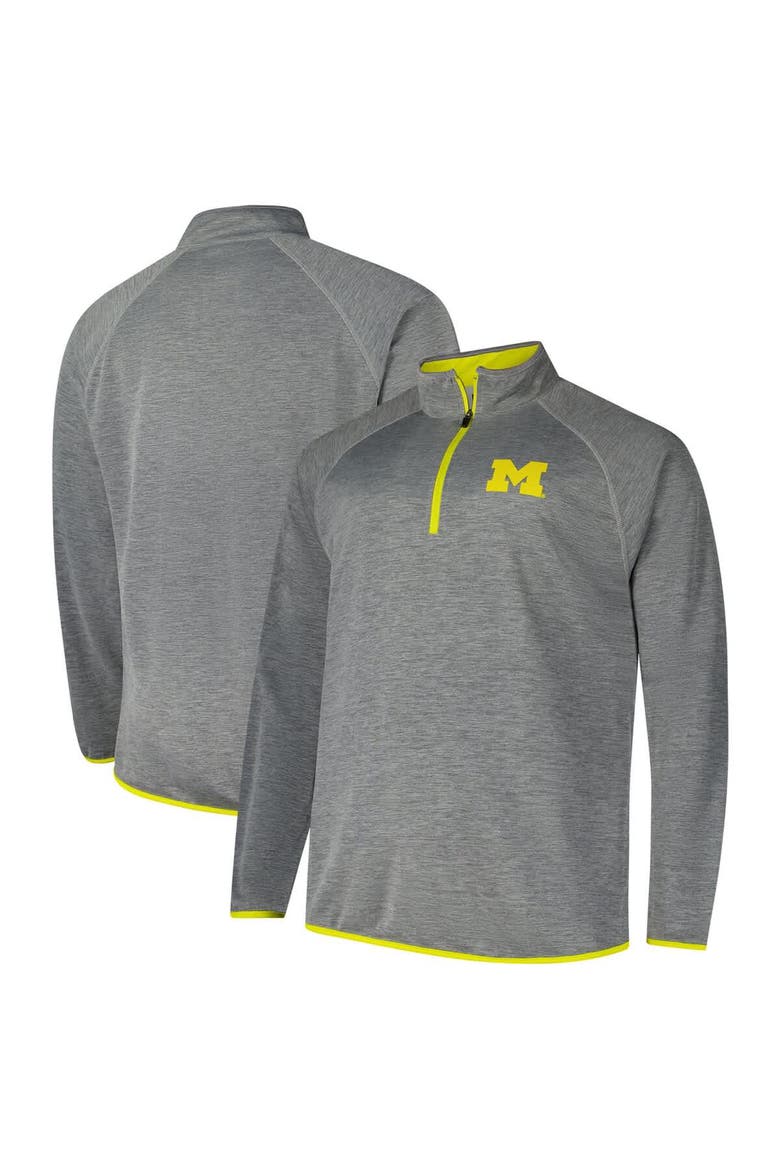 Men's Fanatics Charcoal Michigan Wolverines Raglan Big &Tall Quarter-Zip Top, Main, color, Charcoal
