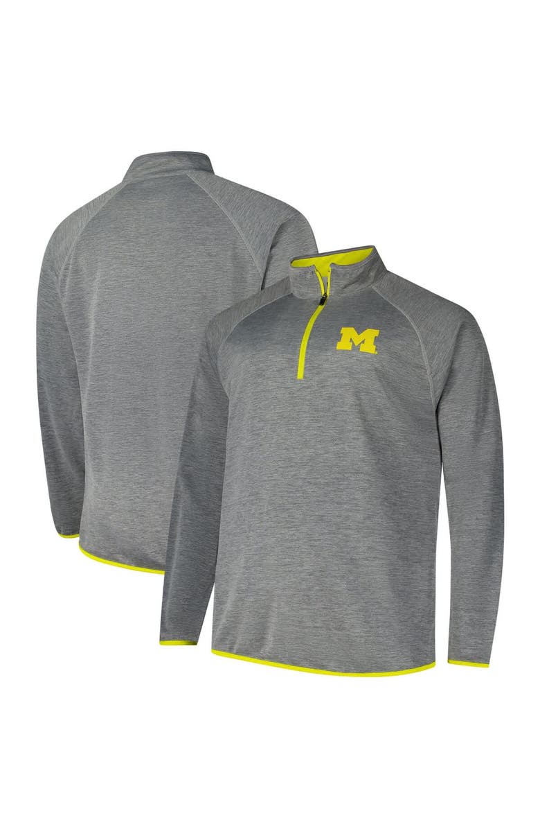 Champion Men's Fanatics Charcoal Michigan Wolverines Raglan Big &Tall Quarter-Zip Top, Main, color, Charcoal